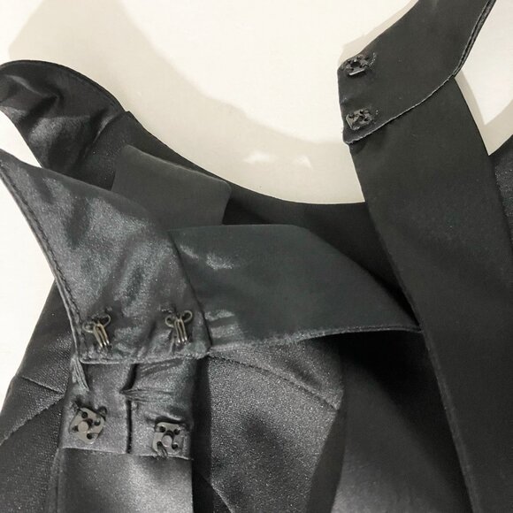 Cache Black Midi Dress | Back Bow & Buttons w/ Satin Trim | Size 4 | EUC - Picture 7 of 12